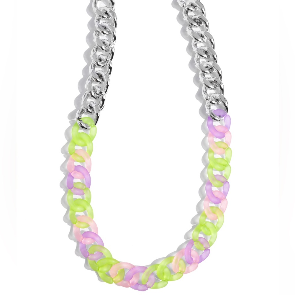 Silver and Pastel Chain Necklace